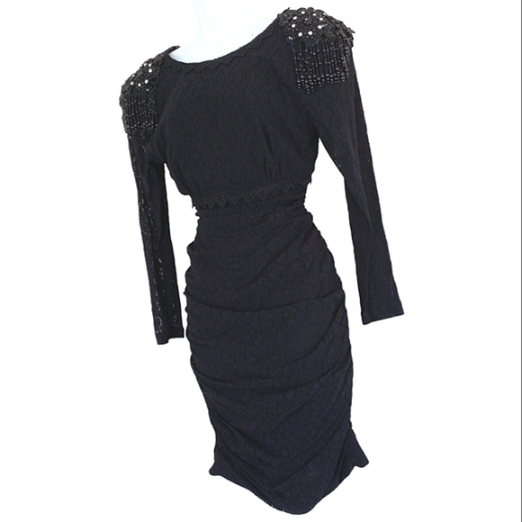 Vintage Lori Ann Black Lace Victorian Goth Dress Small - Picture 4 of 10